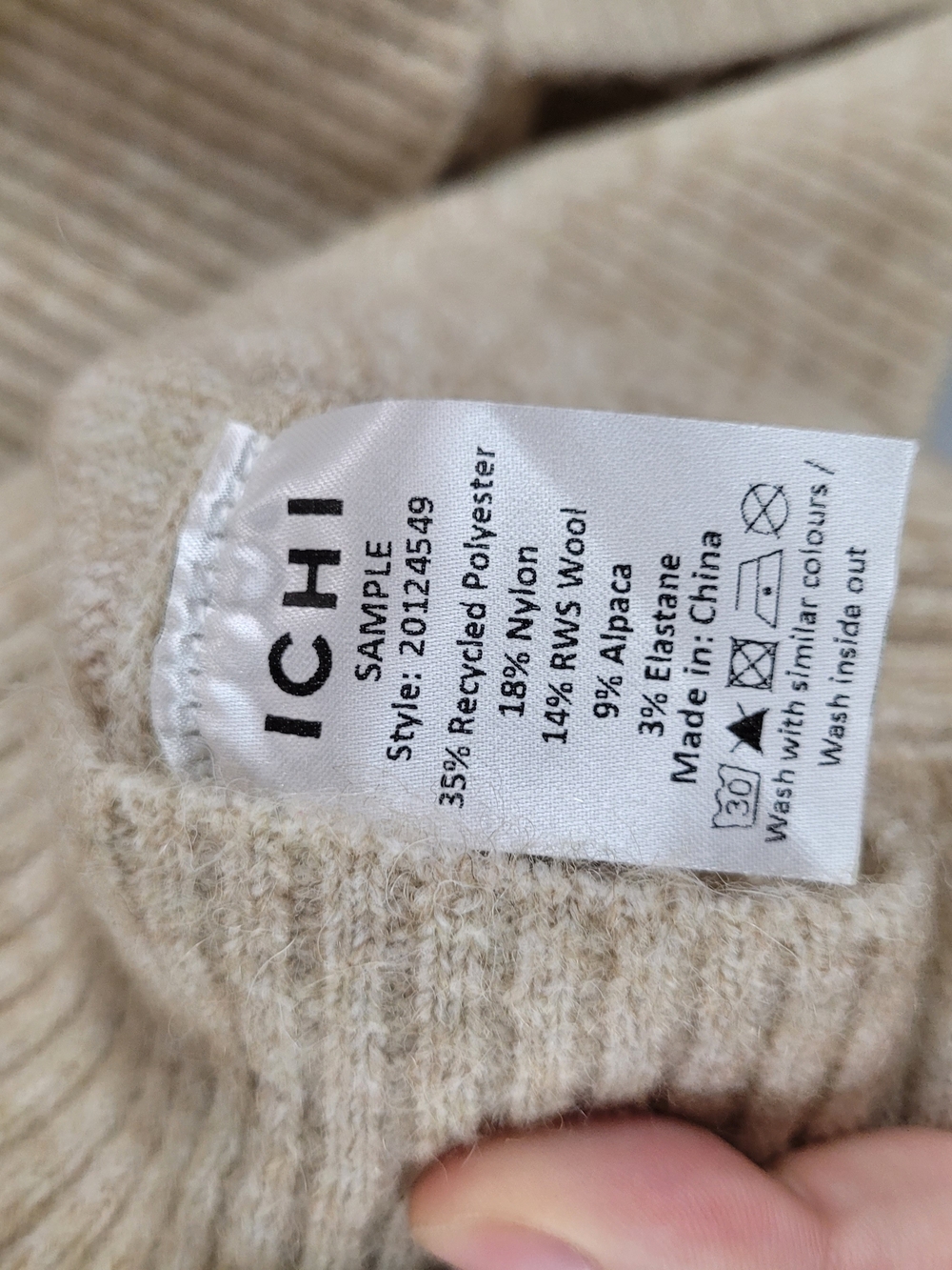 Ichi Asdis Round Neck Jumper Dress, Oatmeal Melange Knit Dress - Picture 2 of 16